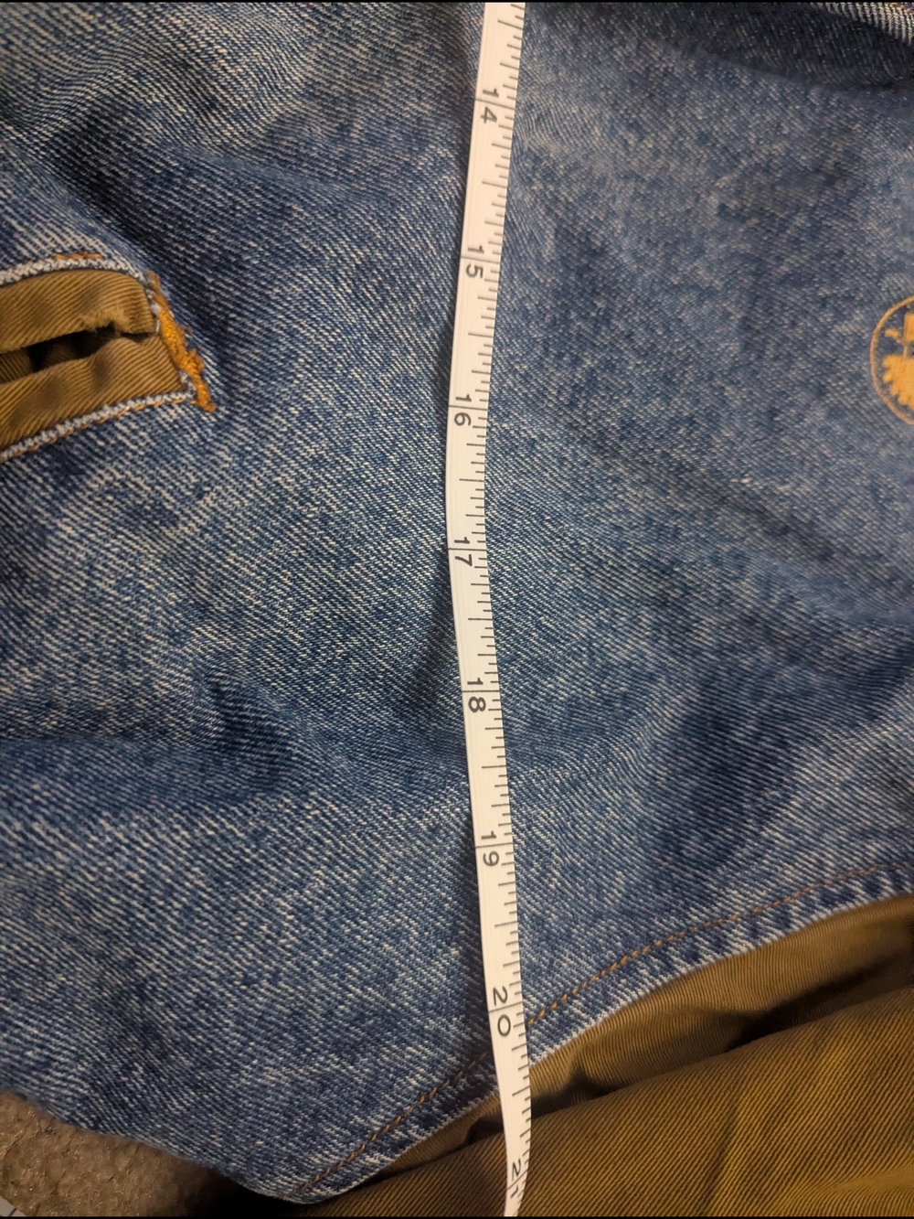 Dunbrooke Two-Tone Denim Bomber Jacket in Blue and Brown - Picture 3 of 12
